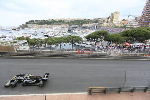 Blick von der Avenue d Ostende auf den Port Hercule und die Rennstrecke, Formel 1 Grand Prix, Fürstentum Monaco, Cote d Azur Mittelmeer