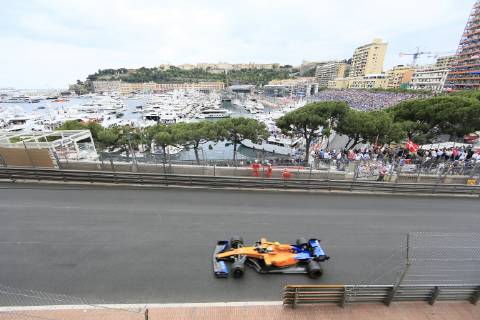 Blick von der Avenue d Ostende auf den Port Hercule und die Rennstrecke, Formel 1 Grand Prix, Fürstentum Monaco, Cote d Azur Mittelmeer