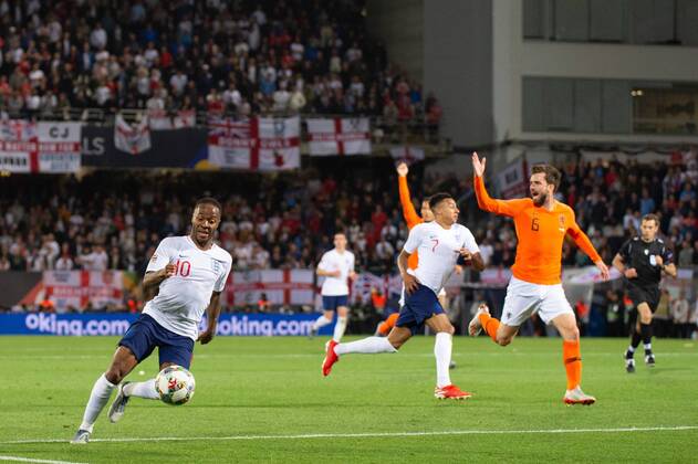 June 6, 2019 - Guimares, Portugal - Raheem Sterling of England doesn t get a penalty during the UEFA Nations League match between Netherlands and England at Estadio D. Afonso Henriques, Guimaro£es, Portugal on Thursday 6th June 2019. Netherlands v England - UEFA Nations League Semi-Final - ZUMAn230 20190606_zaa_n230_679 Copyright: xMixNewsx