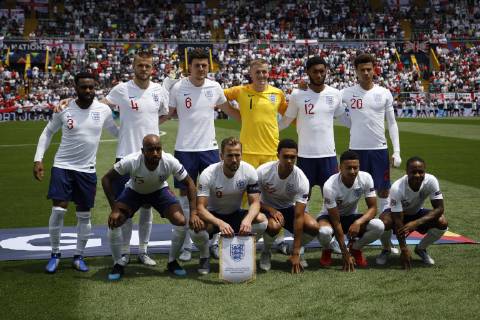 Switzerland v England UEFA Nations League 3rd Place Play-off The England team pose for a photo before the UEFA Nations League 3rd Place Play-off match at Estadio D. Afonso Henrique, Guimaraes Content Not Available For UK Newspapers Copyright: xPaulxChestertonx FIL-13338-0032