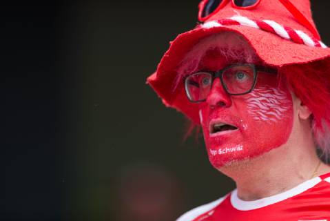 Guimaraes, Portugal, 09.06.2019, UEFA Nations League, 3. Platz, Schweiz - England, Supporter of Switzerland is seen ( Defodi-09-531-002645