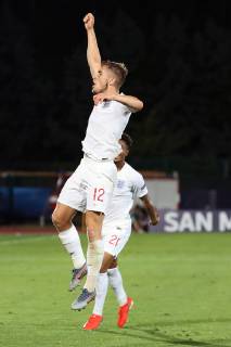 Foto Andrea Rigano LaPresse 24 giugno 2019 San Marino, San Marino calcio Croazia vs Inghilterra - UEFA Europeo Under 21 Italia 2019 Nella foto: Kenny esultanza Foto Andrea Rigano LaPresse June 24, 2019 San Marino, San Marino sport soccer Croatia vs England - UEFA Under 21 Championship Italy 2019 - In the pic: Kenny celebration Copyright: xAndreaxRigano LaPressex