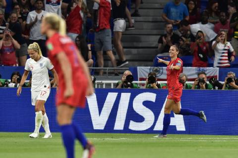 Joie de Alex Morgan (etats unis) et de ses coequipieres FOOTBALL : Angleterre vs Etats-Unis - Coupe du monde de Football Feminin 1 2 finale - 02 07 2019 FredericChambert Panoramic