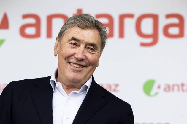 Former cyclist Eddy Merckx pictured on the podium after the first stage of the 106th edition of the Tour de France cycling race, 194,5km from and to Brussels, Belgium, Saturday 06 July 2019. This year s Tour de France starts in Brussels and takes place from July 6th to July 28th. KRISTOFxVANxACCOM  x05621136x