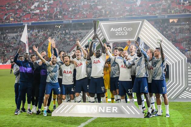 Sport Themen der Woche KW31 Tottenham Hotspur celebrate winning the Audi Cup 2019 during the Pre-season Friendly match between Tottenham Hotspur FC and Bayern Munich at Allianz Arena on July 31, 2019 in Munich, Germany Pre-Season Friendly 2019 2020 xVIxVIxImagesx xGerritxvanxKeulenxIVx 200593940