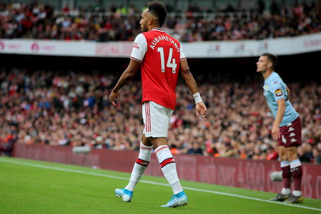 Pierre-Emerick Aubameyang of Arsenal during the Premier League match between Arsenal and Aston Villa at the Emirates Stadium, London, England on 22 September 2019. Copyright: xTomxSmeethx 24740046