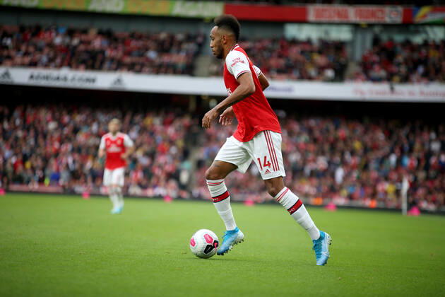 Pierre-Emerick Aubameyang of Arsenal during the Premier League match between Arsenal and Aston Villa at the Emirates Stadium, London, England on 22 September 2019. Copyright: xTomxSmeethx 24740069