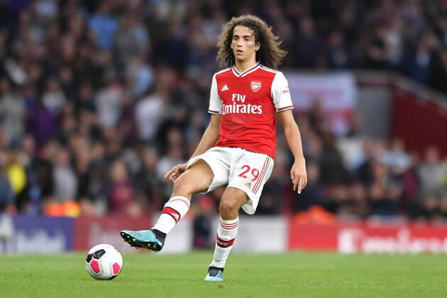 22nd September 2019; Emirates Stadium, London, England; English Premier League Football, Arsenal Football Club versus Aston Villa Football Club; Matteo Guendouzi of Arsenal passes the ball - Strictly Editorial Use Only. No use with unauthorized audio, video, data, fixture lists, club league logos or live services. Online in-match use limited to 120 images, no video emulation. No use in betting, games or single club league player publications  ActionPlus12170776 SimonxWhitehead