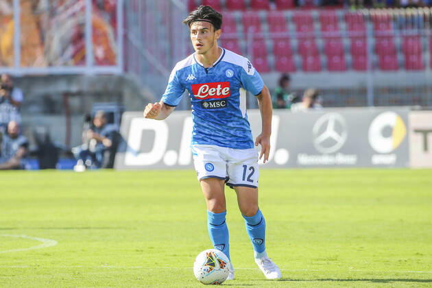 Italy: Football match US Lecce - SSC Napoli Eljif Elmas Macedonian midfielder SSC Napoli during Serie A football match US Lecce vs SSC Napoli on September 22 2019 at the Stadio Ettore Giardiniero - Via del Mare, Final score is 1-4 for SSC Napoli Lecce Puglia Italy Stadio Ettore Giardiniero - Via  AntonioxBalascox xPacificxPress