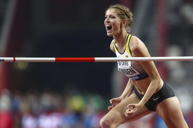 Bilder des Jahres 2019, Sport 09 September Sport Themen der Woche KW39 Sport Bilder des Tages IAAF World Athletics Championships Doha 2019; Qatar, 27.09.2019 Imke Onnen (GER Hannover 96) packt die 1,92m in der Qualifikation am 27.09.19 im Khalifa International Stadium in Doha, Qatar waehrend der IAAF World Athletics Championships. Copyright: xBEAUTIFULxSPORTS AxelxKohringx