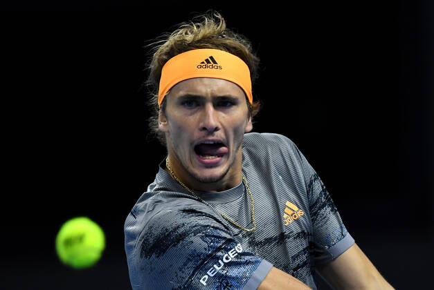 (191006) -- BEIJING, Oct. 6, 2019 -- Alexander Zverev of Germany acts against Stefanos Tsitsipas of Greece during the men s singles semifinal at 2019 China Open tennis tournament in Beijing, capital of China ,Oct. 5, 2019. ) (SP)CHINA-BEIJING-TENNIS-CHINA OPEN-SEMIFINAL-MEN S SINGLES(CN) LixYibo