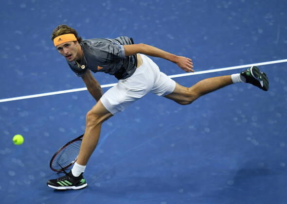 (191006) -- BEIJING, Oct. 6, 2019 -- Alexander Zverev of Germany returns the ball during the men s singles semifinal at 2019 China Open tennis tournament in Beijing, capital of China ,Oct. 5, 2019. ) (SP)CHINA-BEIJING-TENNIS-CHINA OPEN-SEMIFINAL-MEN S SINGLES(CN) LixYibo