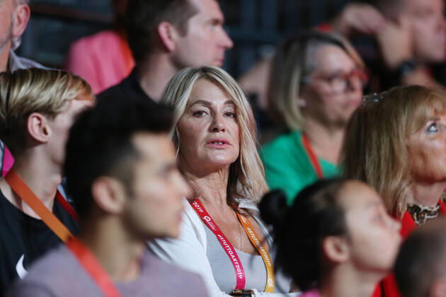 Nadia Comaneci, USA ROU, during apparatus final at 2019 artistics world championships in Stuttgart; 12 10 2019;
