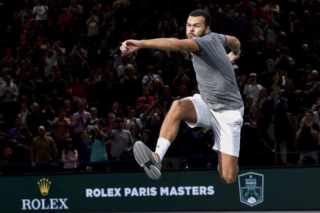 Bilder des Jahres 2019, Sport 10 Oktober joie de Jo Wilfried Tsonga (fra) en fin de match TENNIS : Rolex Paris Masters - 30 10 2019 JBAutissier Panoramic 