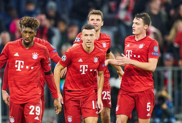 Champions League, Munich-Piraeus, Munich November 6, 2019. Ivan PERISIC, FCB 14 celebrates his 2-0 goal, happy, laugh, celebration, FC BAYERN MUNICH - OLYMPIACOS PIRAEUS UEFA Football Champions League , Munich, November 06, 2019, Season 2019 2020, group stage ,group B, FCB, Reds, Bavaria, München