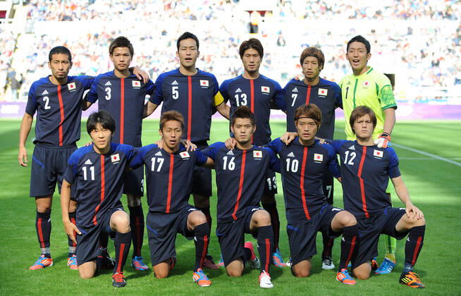 Japan team group, Mannschaftsbild, Totale Japan V Morocco London 2012 Olympic Games, Olympische Spiele, Olympia, OS Football, Japan V Morocco St James Park, Newcastle, England 29 July 2012 Copyright: MaryxEvansxAllstarxMichalxMayhew 12538304 editorial use only