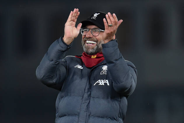 Crystal Palace v Liverpool Premier League Liverpool Manager Jurgen Klopp applauds the travelling fans at full time after the Premier League match at Selhurst Park, London Content Not Available For UK Newspapers Copyright: xMartynxHaworthx FIL-13887-0159