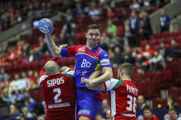 MALMO 20200111 Russia s Dmitrii Zhitnikov (89) in action during the Men s EHF EURO 2020 Handball group E match preliminary round between Hungary and Russia in Malmo Arena Saturday Jan. 11, 2020. Photo Andreas Hillergren TT kod 10600 Malmo Sweden x10600x Copyright: xAndreasxHillergren TTx HANDBALL HUNGARY-RUSSIA