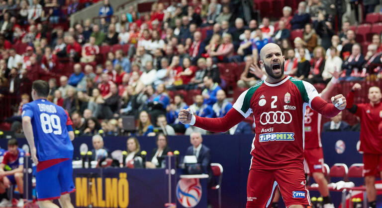 MALMO 20200111 The Hungarian player Adrian Sipos react during the Men s EHF EURO 2020 Handball group E match preliminary round between Hungary and Russia in Malmo Arena Saturday Jan. 11, 2020. Photo Andreas Hillergren TT kod 10600 Malmo Sweden x10600x Copyright: xAndreasxHillergren TTx HANDBALL HUNGARY-RUSSIA