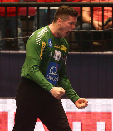 HANDBALL - EHF EURO 2020, AUT vs UKR VIENNA,AUSTRIA,12.JAN.20 - HANDBALL - EHF European Men s Handball Championship 2020, group stage, Austria vs Ukraine. Image shows the rejoicing of Thomas Eichberger (AUT). GEPAxpictures xChristianxOrt
