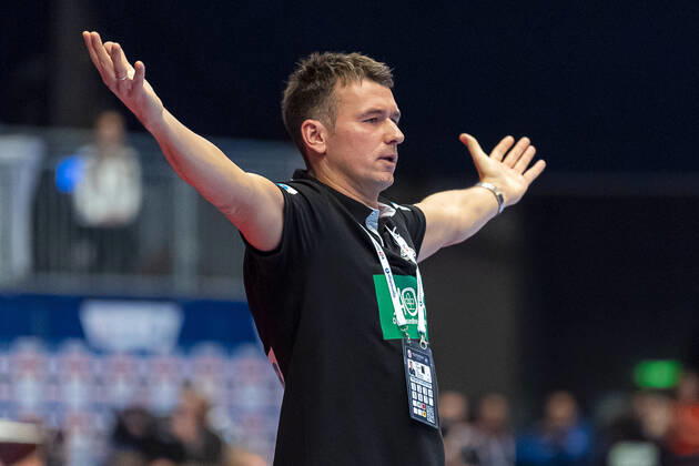 Handball, Maenner: EM 2020, Hauptrunde, Gruppe 1, Weißrussland - Deutschland Trainer Christian Prokop (Deutschland) Gestik Geste gestikuliert Wien Stadthalle Wien Oesterreich