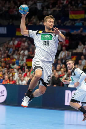 Handball, Maenner: EM 2020, Hauptrunde, Gruppe 1, Weißrussland - Deutschland Fabian Böhm Boehm (Deutschland TSV Hannover) Wien Stadthalle Wien Oesterreich