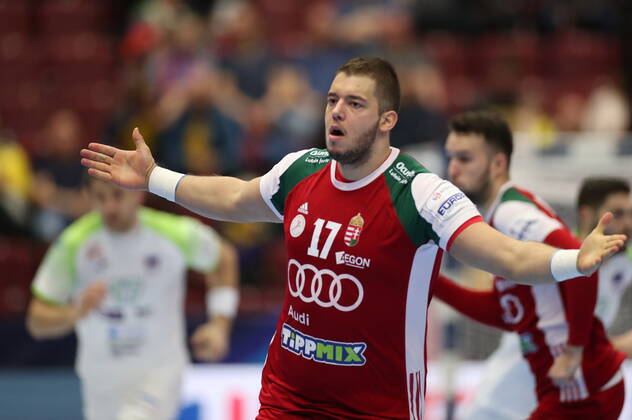 MALMOE 20200119 Hungary s Bece Nagy gestures during the Men s European Handball Championship main round Group 2 match between Slovenia and Hungary at Malmo Arena, Friday Jan. 19, 2020. Foto Andreas Hillergren TT kod 10600 Malmo Sweden x10600x Copyright: xAndreasxHillergren TTx HANDBALL SLOVENIA-HUNGARY