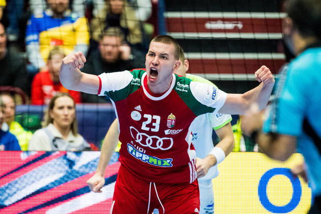 200119 Dominik Mathe of Hungary celebrates during the EHF European Handball Championship match between Slovenia and Hungary on January 19, 2020 in Malmö. Photo: Ludvig Thunman BILDBYRAN kod LT 35712 bbeng ehf euro 2020 em 2020 european men?s handball championship 2020 handball handboll handbolls-em 2020 handball handball-em 2020 slovenia slovakien hungary ungern jubel celebration Copyright: LUDVIGxTHUNMAN BB200119LT028