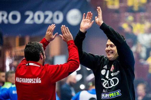 200119 Goalkeeper Roland Mikler of Hungary celebrates after the EHF European Handball Championship match between Slovenia and Hungary on January 19, 2020 in Malmö. Photo: Ludvig Thunman BILDBYRAN kod LT 35712 bbeng ehf euro 2020 em 2020 european men?s handball championship 2020 handball handboll handbolls-em 2020 handball handball-em 2020 slovenia slovakien hungary ungern jubel celebration Copyright: LUDVIGxTHUNMAN BB200119LT031