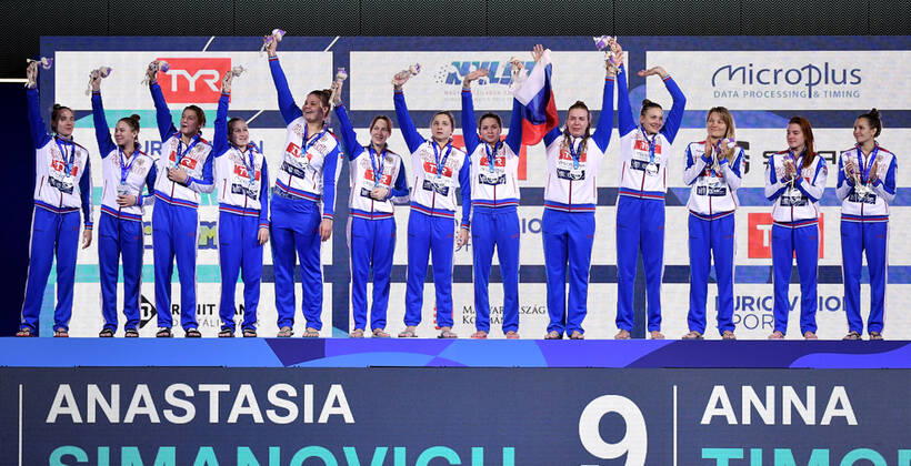 RUSSIA RUS Silver Medal Budapest 25 01 2020 Duna Arena Women Medal Ceremony XXXIV LEN European Water polo, Wasserball Championships 2020 Photo © Andrea Staccioli Deepbluemedia Insidefoto andreaxstaccioli