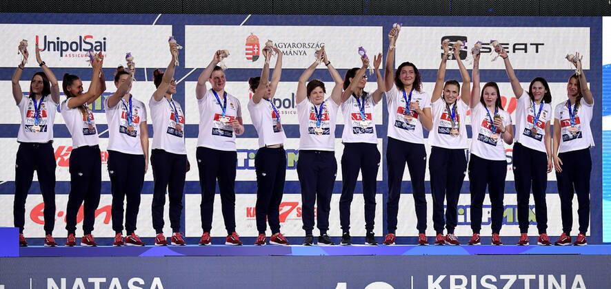 HUNGARY HUN Bronze Medal Budapest 25 01 2020 Duna Arena Women Medal Ceremony XXXIV LEN European Water polo, Wasserball Championships 2020 Photo © Andrea Staccioli Deepbluemedia Insidefoto andreaxstaccioli