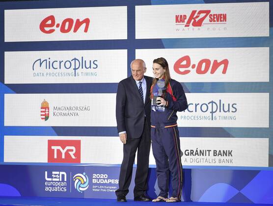 Best Women Player ESP Spain Gianni Lonzi LEN Podium Ceremonies Budapest 25 01 2020 Duna Arena XXXIV LEN European Water polo, Wasserball Championships 2020 Photo Â©Pasquale Mesiano Deepbluemedia Insidefoto PasqualexMesiano