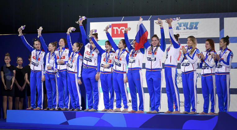 Silver Medal Team RUS Russia Podium Ceremonies Budapest 25 01 2020 Duna Arena XXXIV LEN European Water polo, Wasserball Championships 2020 Photo Â©Pasquale Mesiano Deepbluemedia Insidefoto PasqualexMesiano