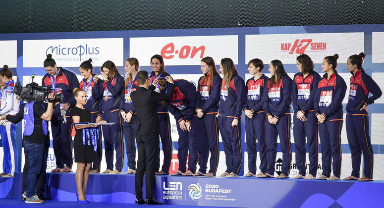 Podium Ceremonies Budapest 25 01 2020 Duna Arena XXXIV LEN European Water polo, Wasserball Championships 2020 Photo Â©Pasquale Mesiano Deepbluemedia Insidefoto PasqualexMesiano