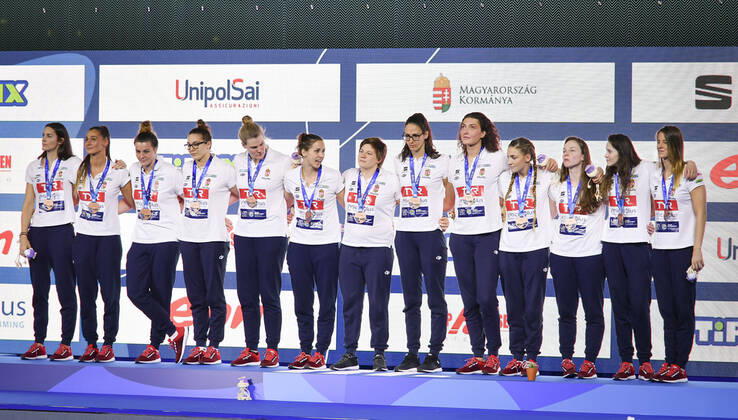 Team Hungary HUN Bronze Medal Podium Ceremonies Budapest 25 01 2020 Duna Arena XXXIV LEN European Water polo, Wasserball Championships 2020 Photo Â©Pasquale Mesiano Deepbluemedia Insidefoto PasqualexMesiano