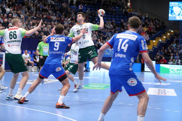 v.l. Jonathan Carlsbogard (TBV Lemgo Lippe 9), Filip Mirkulovski (HSG Wetzlar 13) GER, Handball, 1. Bundesliga, TBV Lemgo Lippe gegen HSG Wetzlar, 27.02.2020 Lemgo Copyright: xStrohdiekx Eibner-Pressefotox EP_jsk