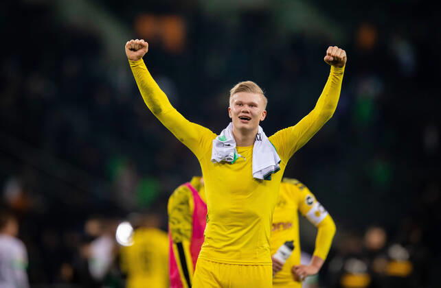 Mönchengladbach, 07.03.2020 Schlussjubel: Erling Haaland (BvB) Borussia Mönchengladbach - Borussia Dortmund