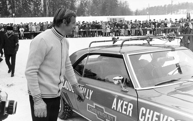 690223 Triple gold medalist in alpine skiing at The Winter Olympic Games, Olympische Spiele, Olympia, OS in Grenoble 1968 Jean-Claude Killy of France is seen during a tour of Sweden on February 23, 1969 in Stockholm. BILDBYRAN Copyright: BILDBYRAN BB690223BB012