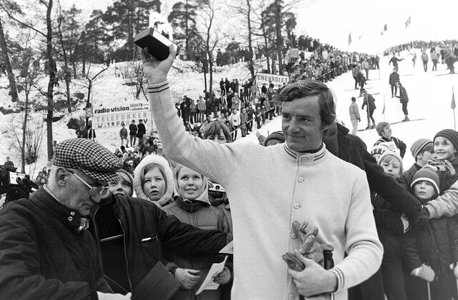 690223 Triple gold medalist in alpine skiing at The Winter Olympic Games, Olympische Spiele, Olympia, OS in Grenoble 1968 Jean-Claude Killy of France is seen during a tour of Sweden on February 23, 1969 in Stockholm. BILDBYRAN  Copyright: BILDBYRAN BB690223BB005