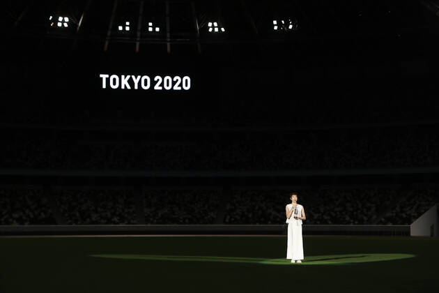 Bilder des Jahres 2020, Sport 07 Juli Sport Themen der Woche KW30 Sport Bilder des Tages (200723) -- TOKYO, July 23, 2020 -- Japanese swimming athlete Ikee Rikako gives her message during a ceremonial event to mark a year-to-go until the start of the postponed Tokyo 2020 Olympic, at the Olympic Stadium in Tokyo, Japan, July 23, 2020. Tokyo 2020 organizers held a ceremonial event behind closed doors here on Thursday. ) **ONLY FOR EDITORIAL PURPOSE** (SP)JAPAN-TOKYO-OLYMPIC-ONE YEAR TO GO DuxXiaoyi 