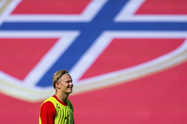 Sport Bilder des Tages 200901 Erling Braut Haaland of the Norwegian national football team during a training session on September 1, 2020 in Oslo. Photo: Vegard Wivestad Grott BILDBYRAN kod VG VG0028 bbeng fotball football fotboll nations league norge norway trening träning training Copyright: VEGARDxWIVESTADxGRoTT BB200901VG749