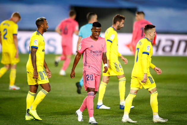 October 17, 2020, Valdebebas, MADRID, SPAIN: Vinicius Junior of Real Madrid in action during the spanish league, La Liga Santander, football match played between Real Madrid and Cadiz CF at Alfredo Di Stegfano stadium on October 17, 2020 in Madrid, Spain. Valdebebas SPAIN - ZUMAa181 20201017_zaa_a181_202 Copyright: xOscarxJ.xBarrosox