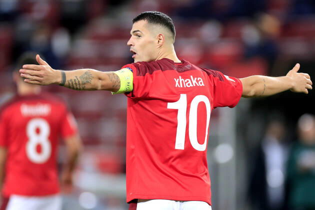 XHAKA Granit Team Schweiz UEFA Nations League Qualifikation Spiel Deutschland - Schweiz 3 : 3 am 13. Oktober 2020 in Köln DFL REGULATIONS PROHIBIT ANY USE OF PHOTOGRAPHS as IMAGE SEQUENCES and or QUASI-VIDEO