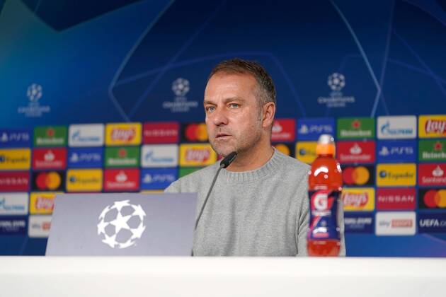 Fußball Champions League Gruppenphase 1. Spieltag Pressekonferenz FC Bayern München am 20.10.2020 auf dem Trainingsgelände an der Säbener Straße in München Hansi Flick ( Trainer Cheftrainer München ) DFB regulations prohibit any use of photographs as image sequences and or quasi-video. Foto: Poolfoto Marco Donato FC Bayern München via REVIERFOTO Pressekonferenz FC Bayern München