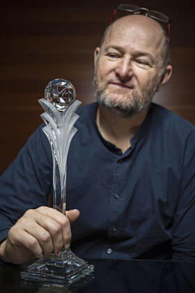 The Czech News Agency reporter Radek Smekal was presented with the FIS Journalist Award on December 2nd, 2020. Every year, FIS honours journalists, nominated by their national ski associations, for their dedicated service to covering skiing and snowboarding. (CTKxPhoto MartinxSterba) CTKPhotoP202012030616601 