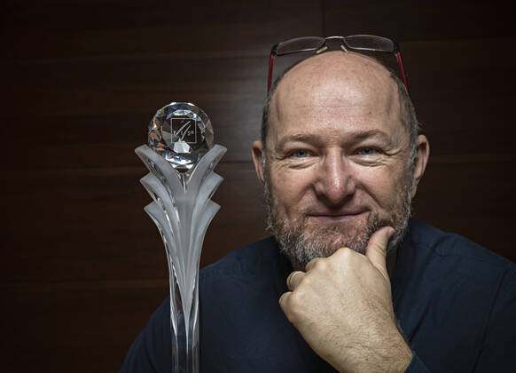 The Czech News Agency reporter Radek Smekal was presented with the FIS Journalist Award on December 2nd, 2020. Every year, FIS honours journalists, nominated by their national ski associations, for their dedicated service to covering skiing and snowboarding. (CTKxPhoto MartinxSterba) CTKPhotoP202012030616701 