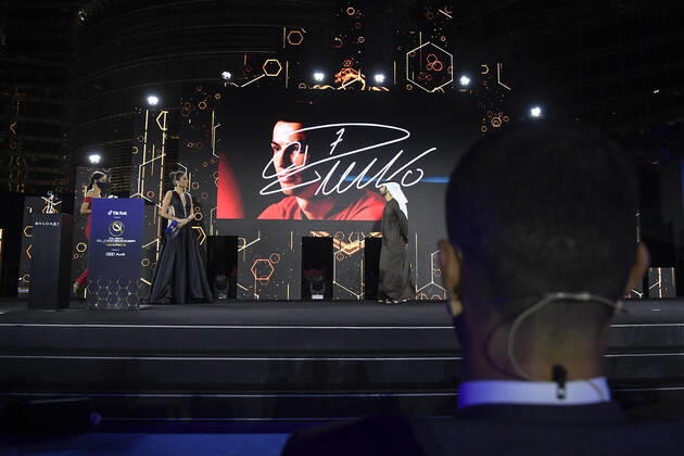 Foto Fabio Ferrari - LaPresse 27 Dicembre 2020 Dubai ( Emirati Arabi ) Dubai Globe Soccer Award 2020 - Dodicesima Edizione. Nella foto: Cristiano Ronaldo photo Fabio Ferrari - LaPresse December 27, 20720 Dubai (Unated Arab Emirate) Sport Dubai Globe Soccer Award 2020 - 12th Edition. In the pic: Cristiano Ronaldo  Copyright: xFabioxFerrari LaPressex