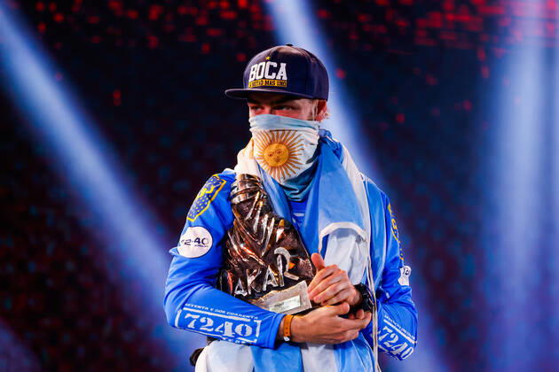 Andujar Manuel (arg), Yamaha, 7240 Team, Quad, portrait during the finishing podium ceremony at the King Abdullah International Stadium in Jeddah, in Saudi Arabia on January 15, 2021 AUTOMOBILE : DAKAR 2021 - Arabie saoudite - Podiums - 15 01 2021 DPPI Panoramic 