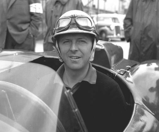 Wolfgang Graf Berghe von Trips (unser Bild vom 30.05.1958) verunglueckte am 10.9.1961 in Monza toedlich.U.B. z. von Trips in seinem Ferrari