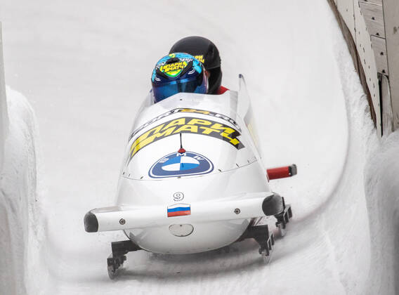 31.01.2021, Olympia Eiskanal, Innsbruck, AUT, BMW IBSF Weltcup Bob, Igls, Damen Zweierbob, 2. Lauf, im Bild Lubov Chernykh und Elena Mamedova (RUS) Lubov Chernykh and Elena Mamedova of Russia reacts after the 2nd run of women doubles Bobsleigh competition of BMW IBSF World Cup at the Olympia Eiskanal in Innsbruck, Austria on 2021 01 31.
